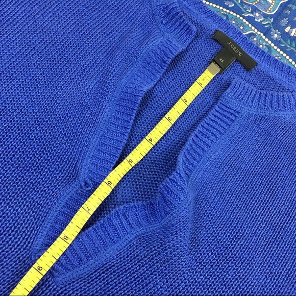 J. Crew sweater linen slouchy royal blue V neck - Picture 7 of 8